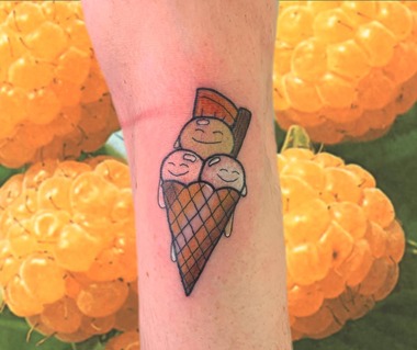 Cheerful Ice Cream Wrist Tattoo Design 